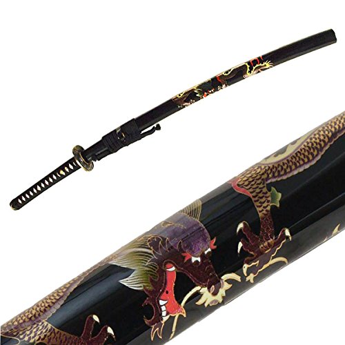 DerShogun Dragon Katana Samuraischwert - Damaszener Stahl - verzierte Saya