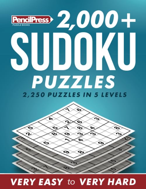 2,000+ Sudoku Puzzles: Very Easy to Very Hard: 2,250 puzzles in 4 levels by Sudoku Puzzle Books