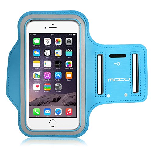 iPhone 6 Plus Armband, iPhone 6s Plus Armband, MoKo Sports Running Armband with Key & Card Slot, Waterproof, Perfectly for Hiking, Biking, Walking, Light BLUE (Fits Cellphones up to 6.0