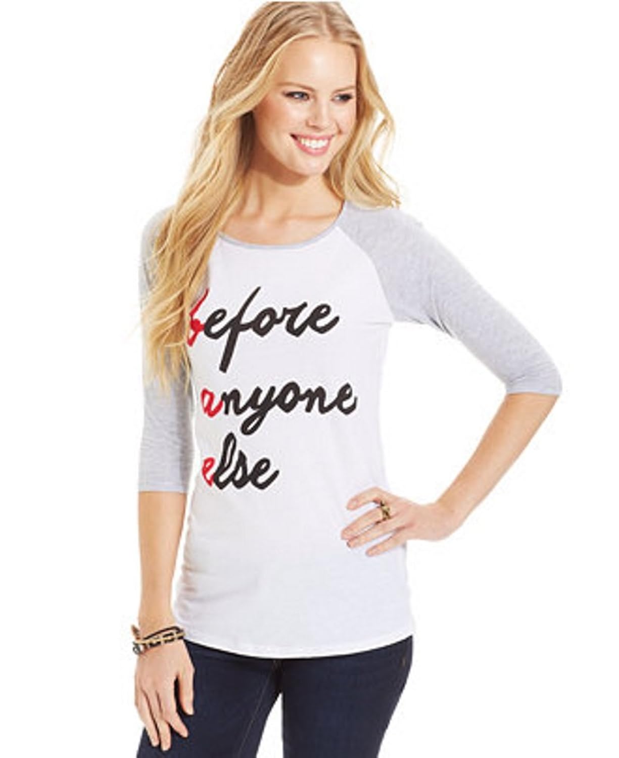 

Rebellious One Juniors Printed Raglan-Sleeve Tee - Before Anyone Else (Small)