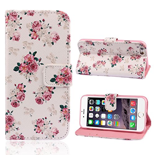 Bessky(TM) 1pc Hot Sell 4.7inch Floral Jacquard Stand Leather Cover Case For iPhone 6 6G (White)