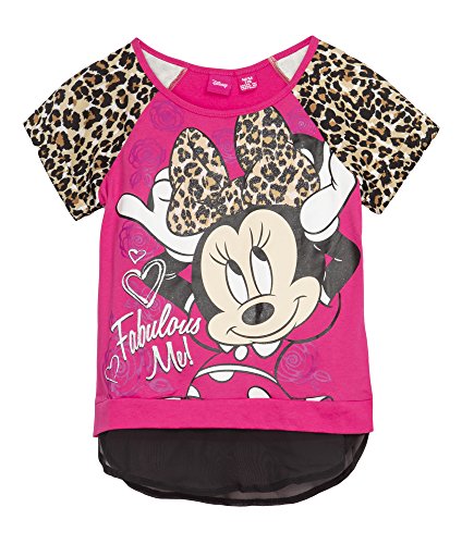 Disney Big Girls Minnie Mouse Mixed Media Leopard 2 Fer Fashion Tee