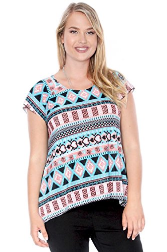 Womens Plus Size Mixed Print Sharkbite Tunic