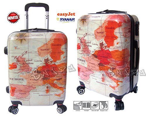 trolley Bagaglio a mano cabina per voli low cost in abs rigido 4 ruote +  asta estensibile -loco by crazy shoes (fantasia 16) - Miglioritrolley.it