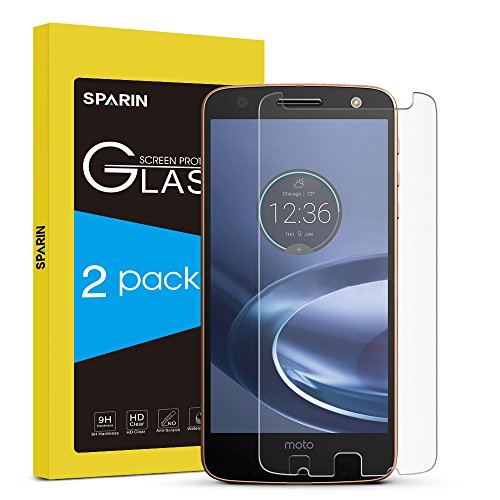 SPARIN [2 Pack] Moto Z Force Droid, Tempered Glass Screen Protector for Motorola Moto Z Force Droid (Verizon Droid Edition) with [Bubble Free] [Anti-Scratch]
