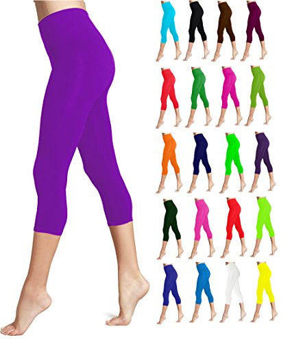 Lush Moda Seamless Capri Length Basic Cropped Leggings - Variety of Colors