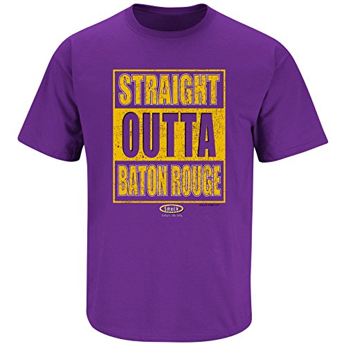 LSU Football Fans. Straight Outta Baton Rouge Purple T Shirt (Sm-5X)
