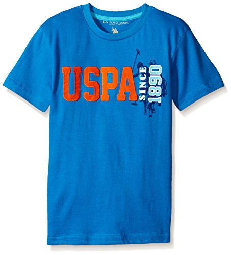 U.S. Polo Assn. Big Boys Cotton Jersey Graphic Crew T-shirt, Blue Tile, 14/16