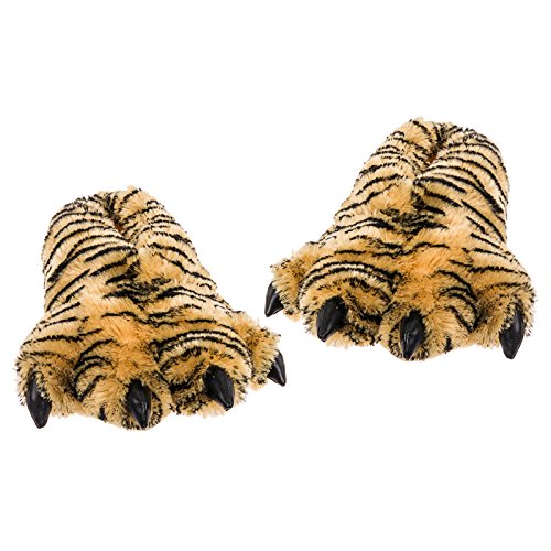 Wishpets Brown Tiger Paw Slippers (M)