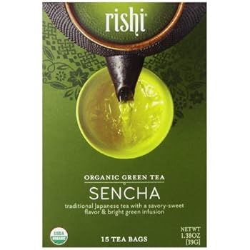 rishi tea organic green tea, sencha, 15 count (pack of 6)