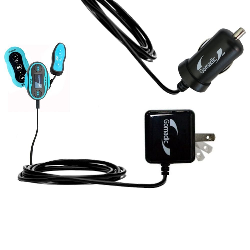 

Gomadic Car and Wall Charger Essential Kit suitable for the Pyle PSWP25BL Waterproof MP3 - Includes both AC Wall and DC Car Charging Options with TipExchange