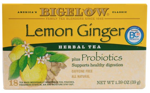 Bigelow Tea Herbal Tea Plus Probiotics Lemon Ginger -- 18 Tea Bags - 2 pc