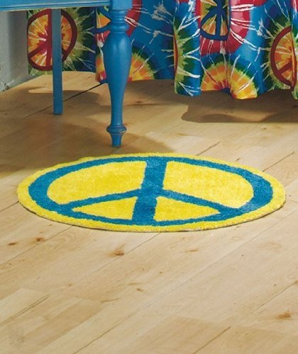 Peace Sign 100% Cotton Bath Mat Rug Kitchen Home Decor-Yellow/Blue