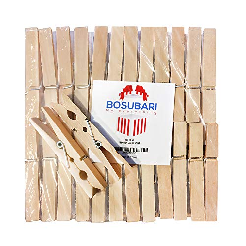 Algopix Similar Product 4 - Wooden Clothespins by Bosubari 50 PCS