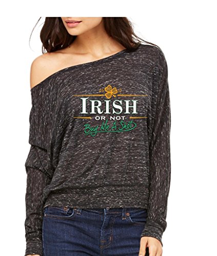Irish Or Not Buy Me A Shot Long-Sleeve St. Patricks Day Flowy Shirt