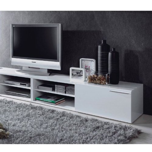 Kikua Meuble Tv 130Cm Blanc Brillant - Couleur : Blanc