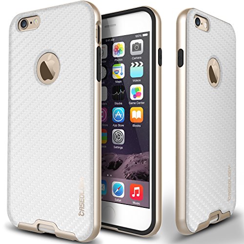 iPhone 6 Plus case, Caseology® [Envoy Series] [Carbon Fiber White] Premium Leather Bumper Cover [Leather Textured] Apple iPhone 6 Plus case
