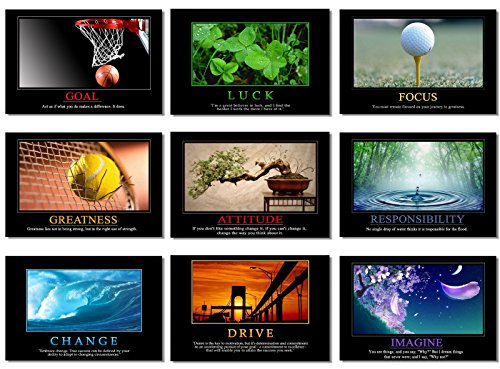 9x Poster Motivational Self Positive Office Quotes Inspirational Success Teamwork Dream Focus Responsibility Prints 30x20