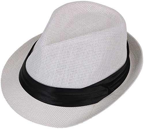 AshopZ Unisex Summer Outdoors Short Brim Straw Fedora Hat