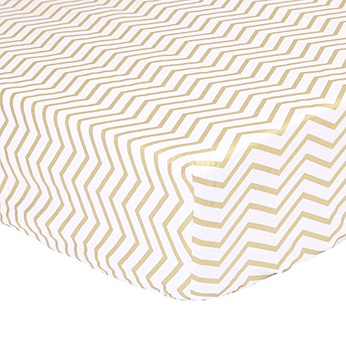 Algopix Similar Product 15 - Metallic Gold Zig Zag Print Fitted Crib