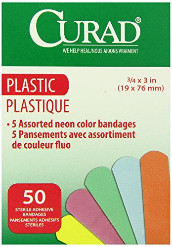 Medline Curad Neon Adhesive Bandages, Natural, 50 Count
