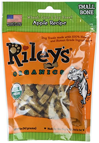 Riley's Organics - Apple - 5 oz Small Biscuits - Human Grade Organic Dog Treats - Resealable Bag