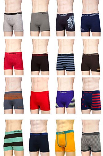 Lot Of 6, 12 Men Seamless Boxer Briefs Knocker Microfiber Underwear Free Size