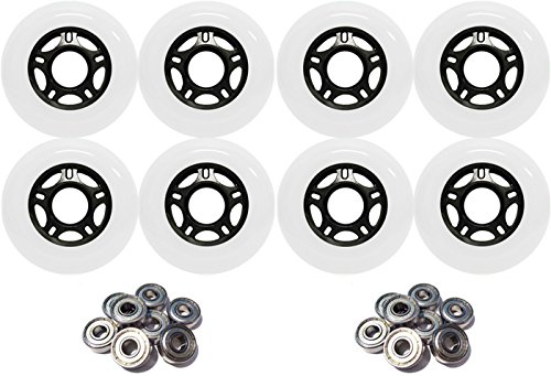 

OUTDOOR Inline Skate Wheels 72MM 89a WHITE x8 W/ ABEC 5 BEARINGS