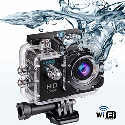 Indigi® WiFi Action Cam Sport DV Outdoor Video Recorder w/ Waterproof Case + Mounting Accessories 1080p HD WiFi Sync