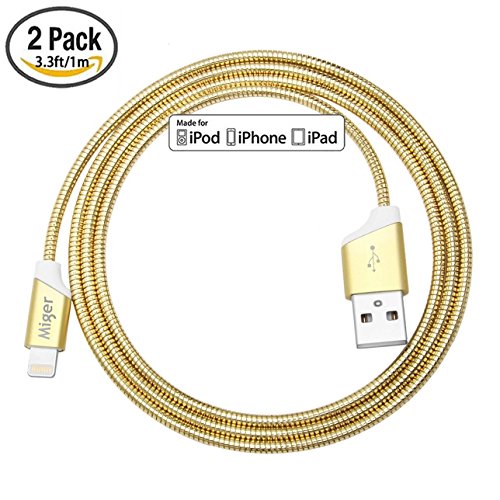 Miger (3.3 Ft/1 Meters) Apple Certified 8-Pin Lightning to Cable for iPhone, iPad Pro, iPad Air, iPad min, iPod (Gold)