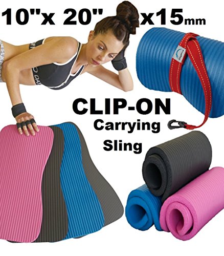 KNEE PAD CUSHION Yoga Exercise Workout w/Sling 15mm Thick Mini Mat