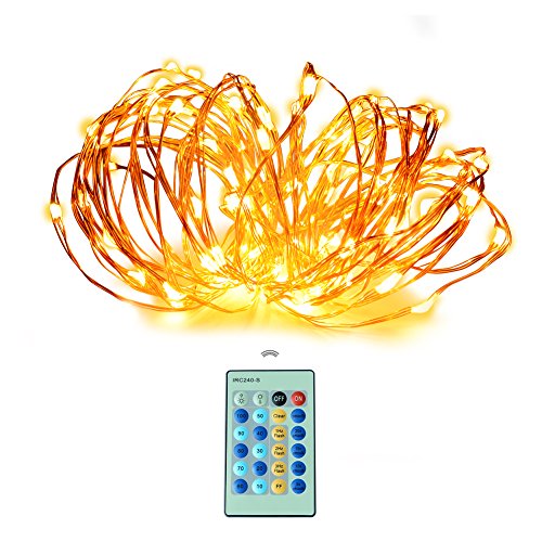 Ucharge TSD0010 Dimmable Starry String Lights,33ft 100 Led with Remote USB Copper Wire Lights Waterproof (Warm White)