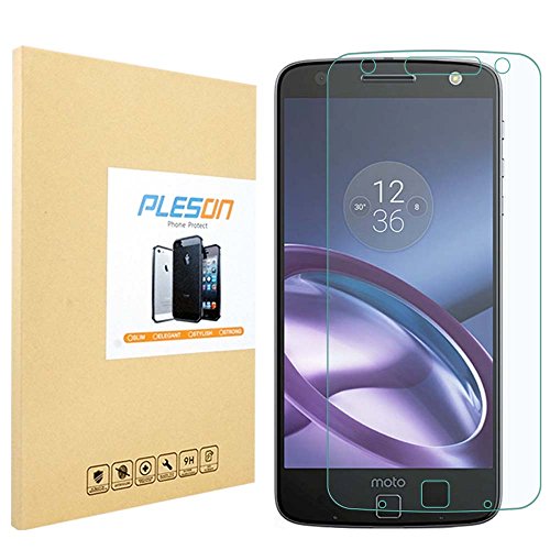 Moto Z Force Screen Protector, PLESON® [Full Coverage] Motorola Moto Z Force Tempered Glass Screen Protector, 0.26mm/Case Friendly/Bubble Free Screen protector for Moto Z Force 2016-Lifetime Warranty