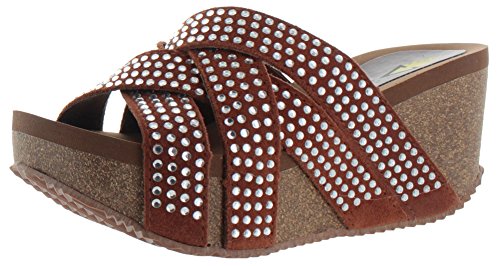 Volatile Excess Women's Wedge Cork Rhinestone Sandals Runs Small Order Size Up