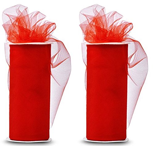 Expo Classic Tulle Spool of 25-Yard, Red (2 pack)