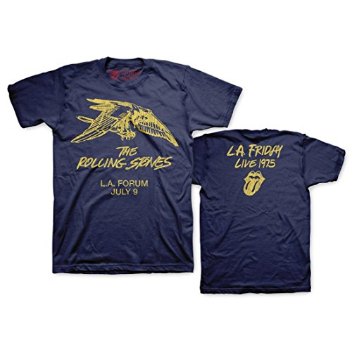 The Rolling Stones Replica LA Forum 1975 Tour T-shirt - Blue (Large)