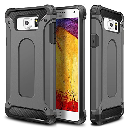Galaxy Note 5 Case,Wollony Rugged Hybrid Dual Layer Armor Protective Back Case Shockproof Cover for Galaxy Note 5 - Heavy Duty - Slim Hard Shell Protection - Impact Resistant Bumper (Grey)