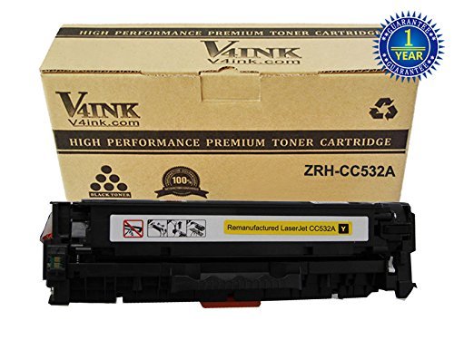 V4INK ® Replacement 304A CC532A Yellow Toner Cartridge for Color Laserjet CP2025 CM2320 Series Printers