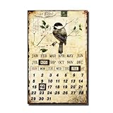 Adeco [SP0187] Vintage Antique Retro Decorative Iron Plaque Calendar for Wall Hanging Bird Design- Home Decor