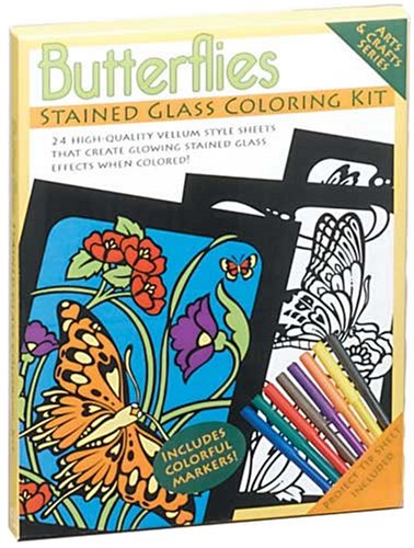 Butterflies Stained Glass Coloring Kit (Arts and Crafts Series) by Dover