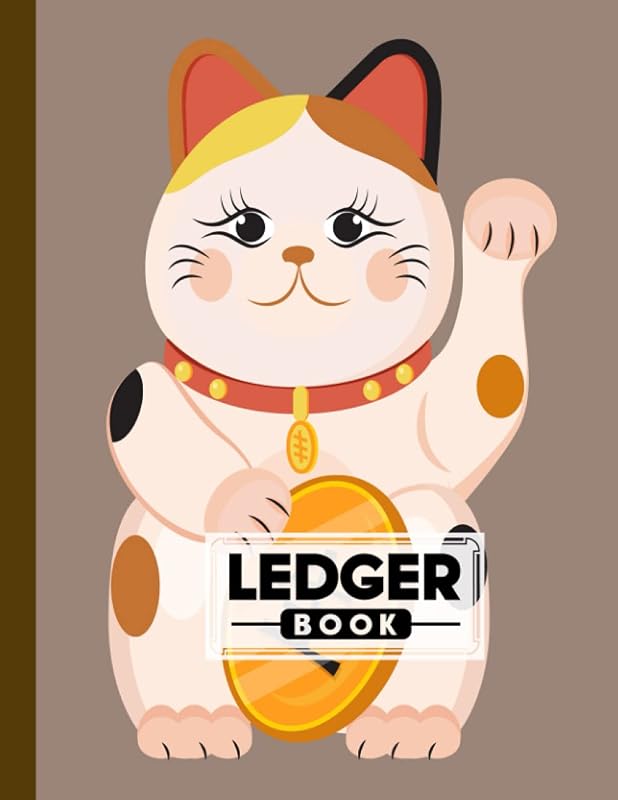Ledger Book: Lucky Cat Ledger Book, Record Income and Expenses, 120 Pages, Size 8.5" x 11" by Raphael Lindemann by Raphael Lindemann