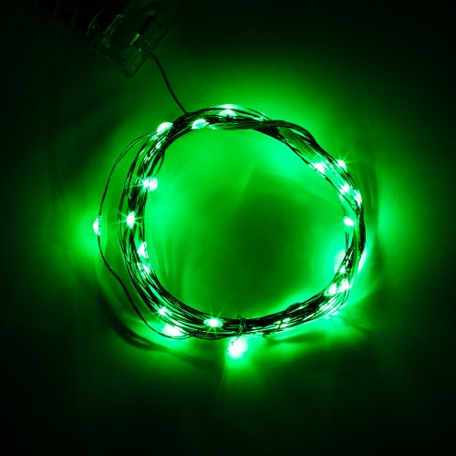 SUPERNIGHT 2m 20 LED Bulbs Green Soft Wire LED String Light Outdoor Waterproof Mini Rope Lights Wedding Novelty LED String for Xmas Camping Bedroom Plants Flowers Decoration