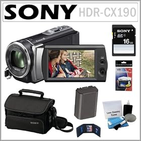 Sony HDR-CX190 HD Handycam Camcorder with 5.3MP and 25x Optical Zoom + 8GB SDHC + Sony Case + Replacement Battery Pack + Accessory Kit