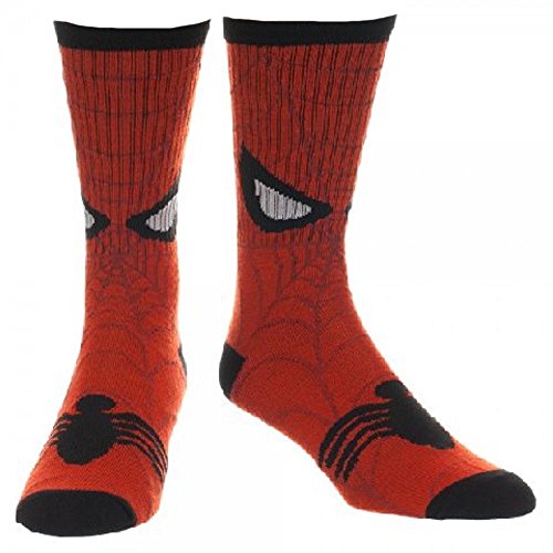 Marvel Spiderman Mens' Web Face Crew Socks - 1 pk