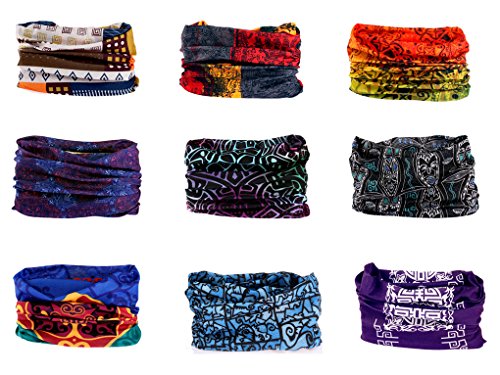 9pcs Outdoor Magic Scarf for ATV/UTV riding, Seamless Bandanas Tube, High Elastic Headband with UV Resistance
