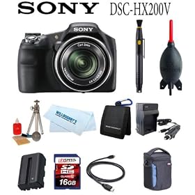 Sony Cyber-shot Digital Camera DSC-HX200V + Battery + 16GB Card + Travel Charger + Mini Tripod + Camera Bag Plus Bonus Sunpak Solar Flashlight & Charger