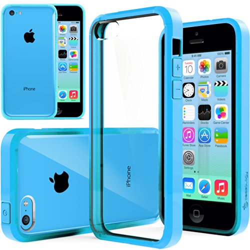 iPhone 5C Case, Caseology® [Fusion Series] Scratch-Resistant Clearback Cover [Sky Blue] [Dual Bumper] for Apple iPhone 5C - Sky Blue