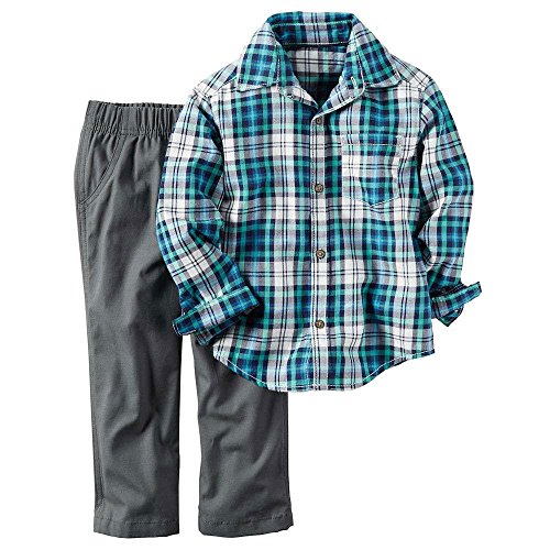 Carters Little Boys' Flannel Shirt Canvas Pant Set