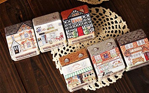 Mini Cute European Style Full Painted Small House Shape Tin Storage Box Jewelry