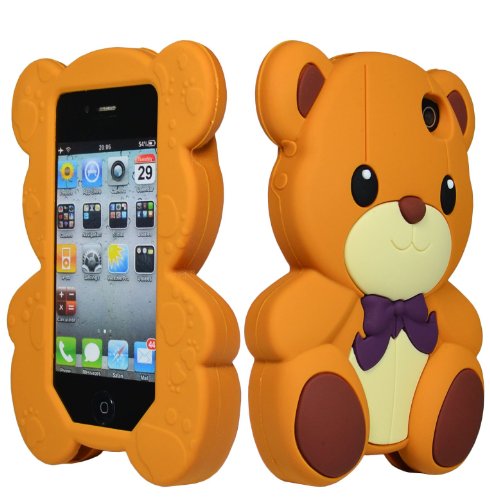 Apple iPhone 4, 4s Bastex Slim Fit,Rubberized,TPU Teddy Bear Case for Apple iPhone 4, 4s - Brown